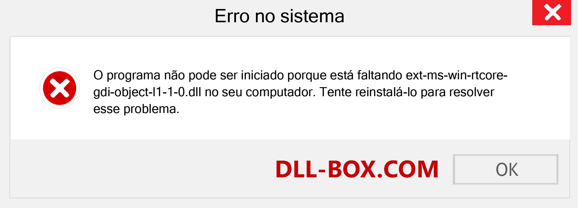 Arquivo ext-ms-win-rtcore-gdi-object-l1-1-0.dll ausente ?. Download para Windows 7, 8, 10 - Correção de erro ausente ext-ms-win-rtcore-gdi-object-l1-1-0 dll no Windows, fotos, imagens